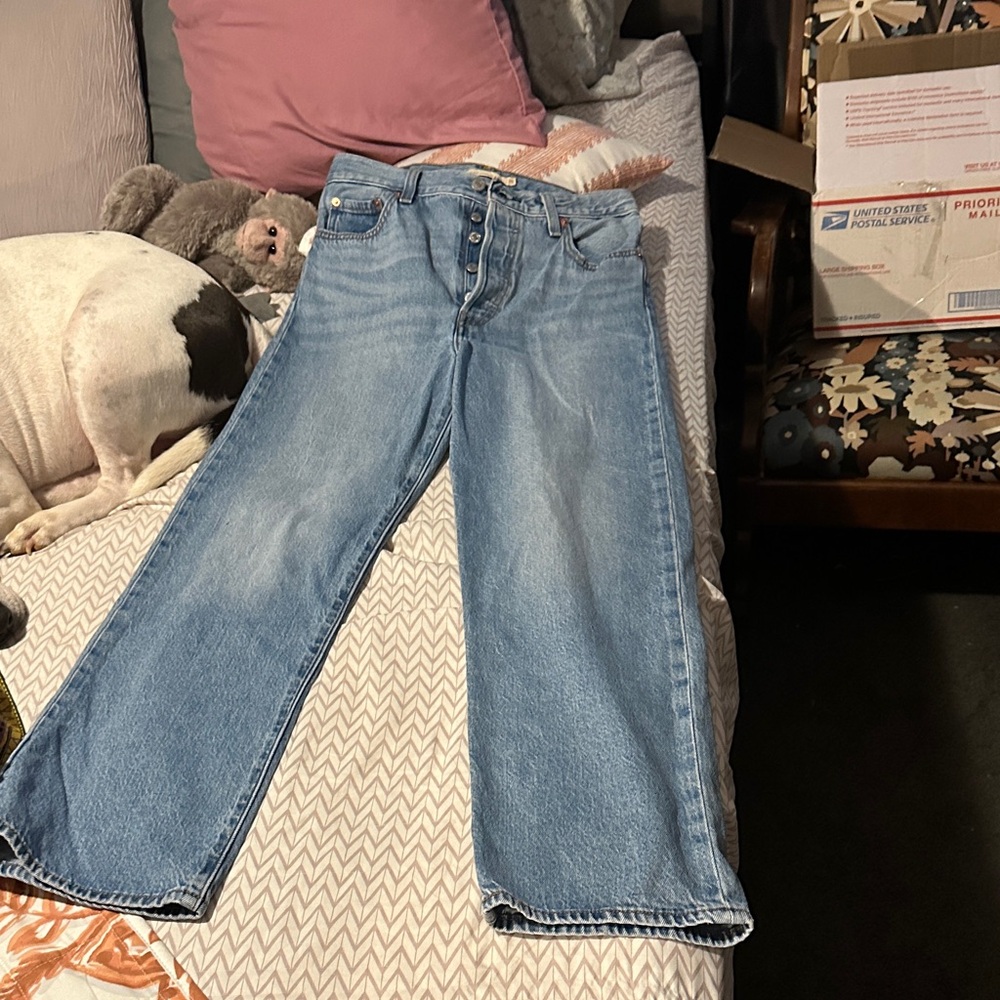 Levi's Medium Wash Flared Wide-Leg Jeans